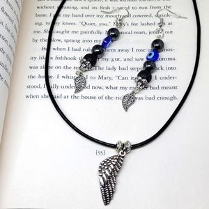 Evil Eye Protector Wing Necklace and Earrings.